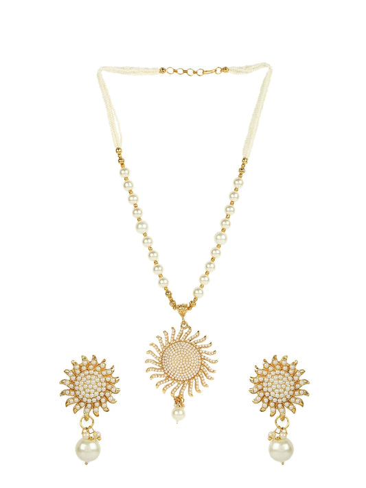 Gold-Plated Off-White Pearl Handcrafted Jewellery Set