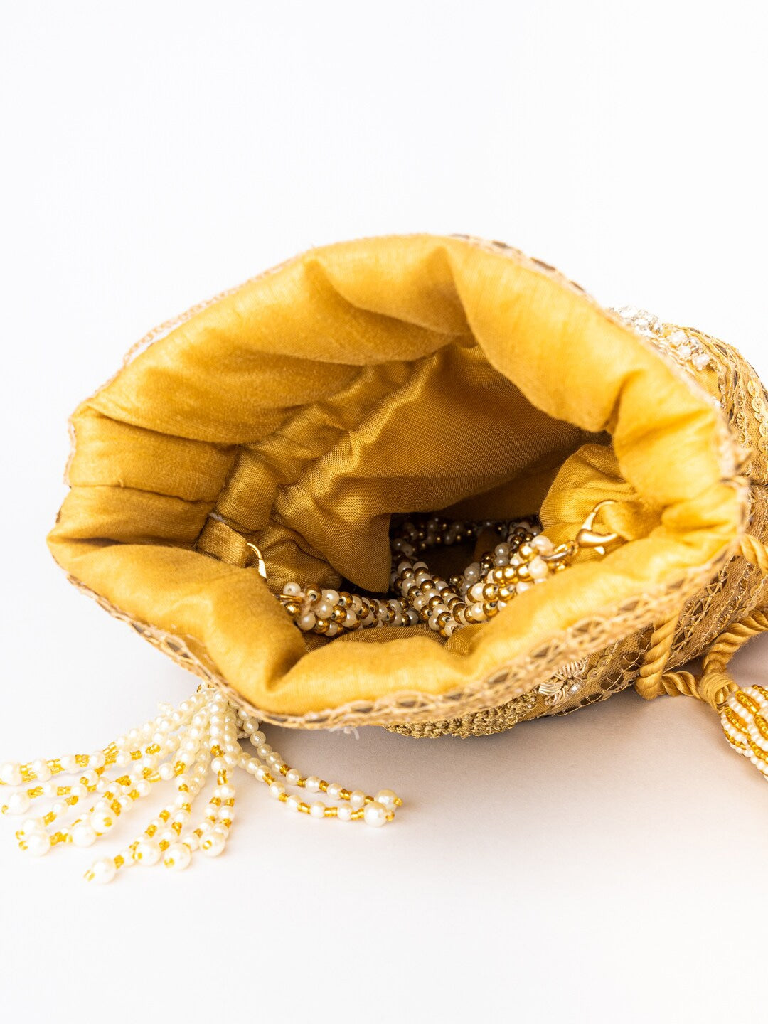 Women Gold Embroidered Potli Bag