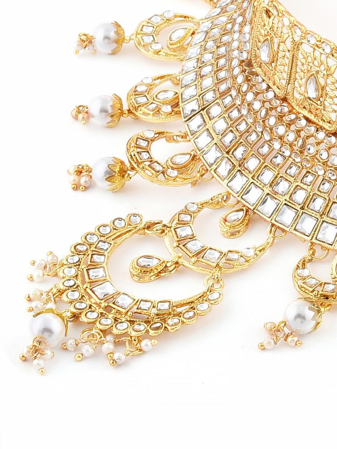 Gold-Plated Kundan & Pearl Beaded Bridal Jewellery Set