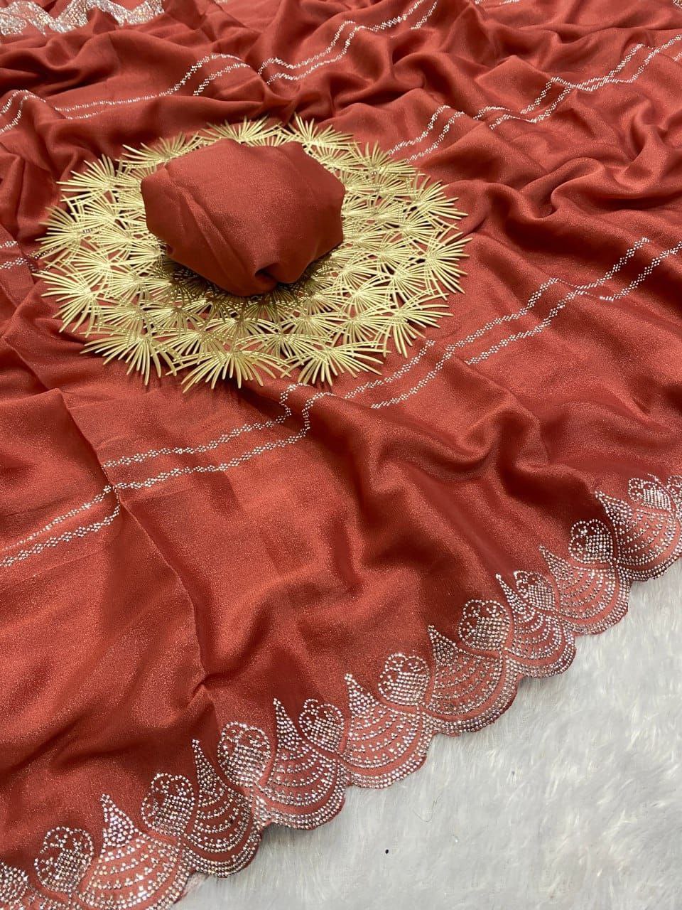 saree fabric star georgette with beautiful siroski