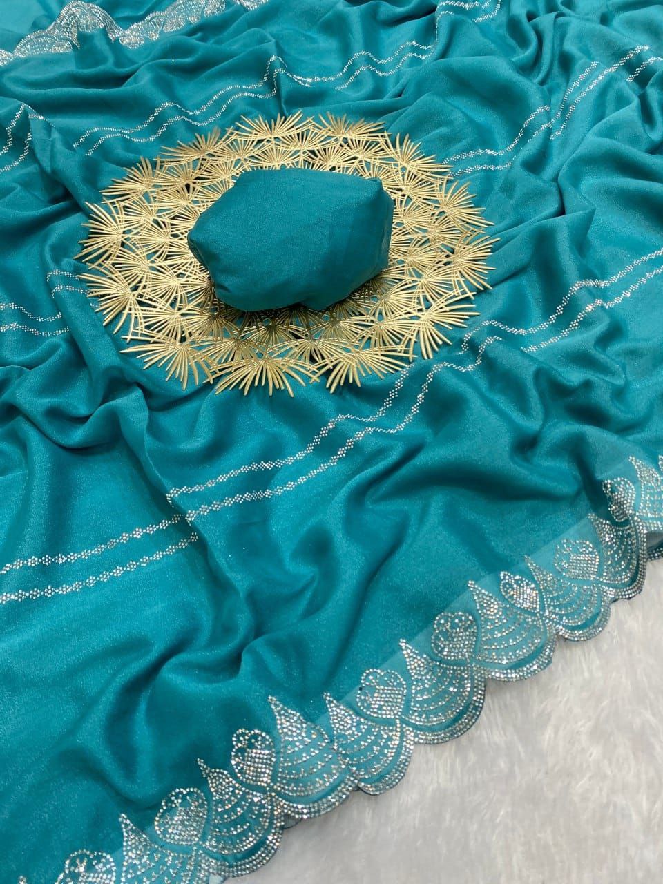 saree fabric star georgette with beautiful siroski