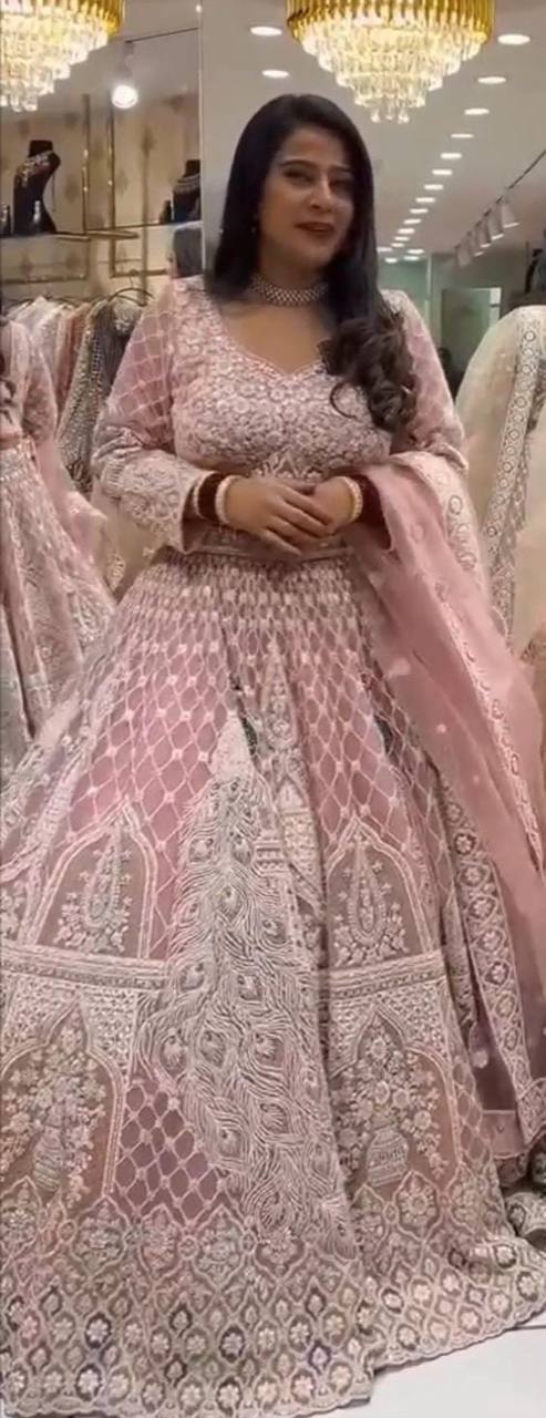 Launching 3.6 meter flared Sequins Embroidery Work Lehenga