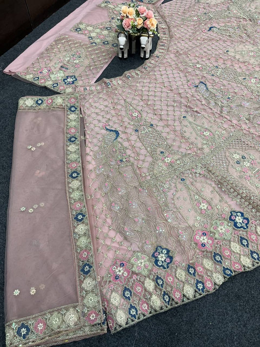 Launching 3.6 meter flared Sequins Embroidery Work Lehenga