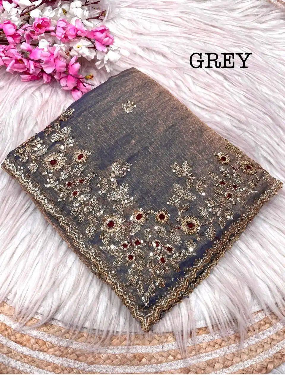 Heavy soft fandy chiffon silk fabric Saree