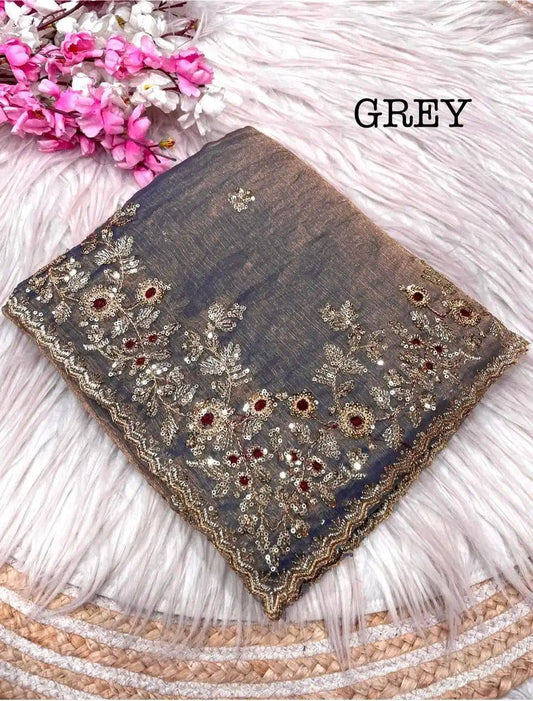 Heavy soft fandy chiffon silk fabric Saree