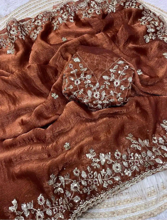 Heavy soft fandy chiffon silk fabric Saree