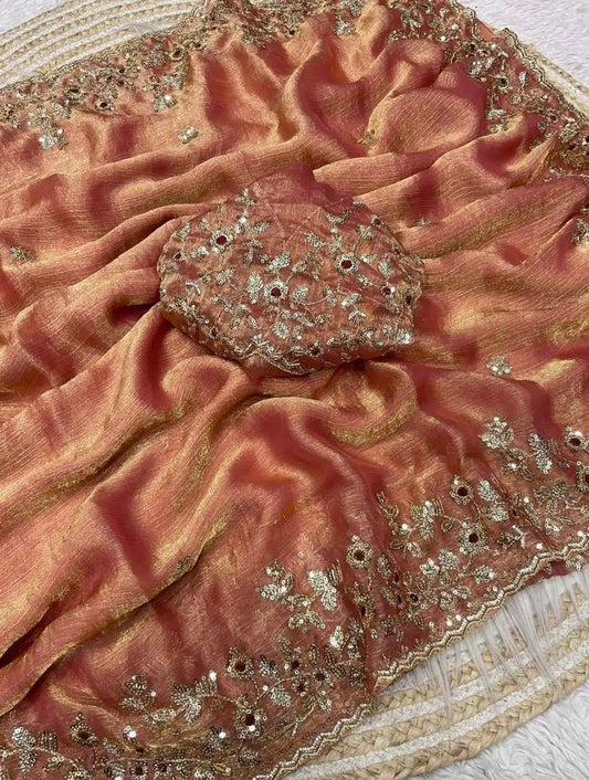 Heavy soft fandy chiffon silk fabric Saree