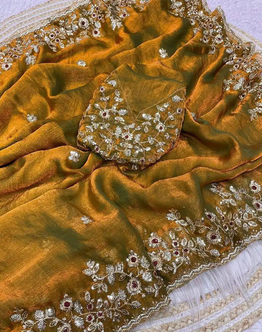Heavy soft fandy chiffon silk fabric Saree