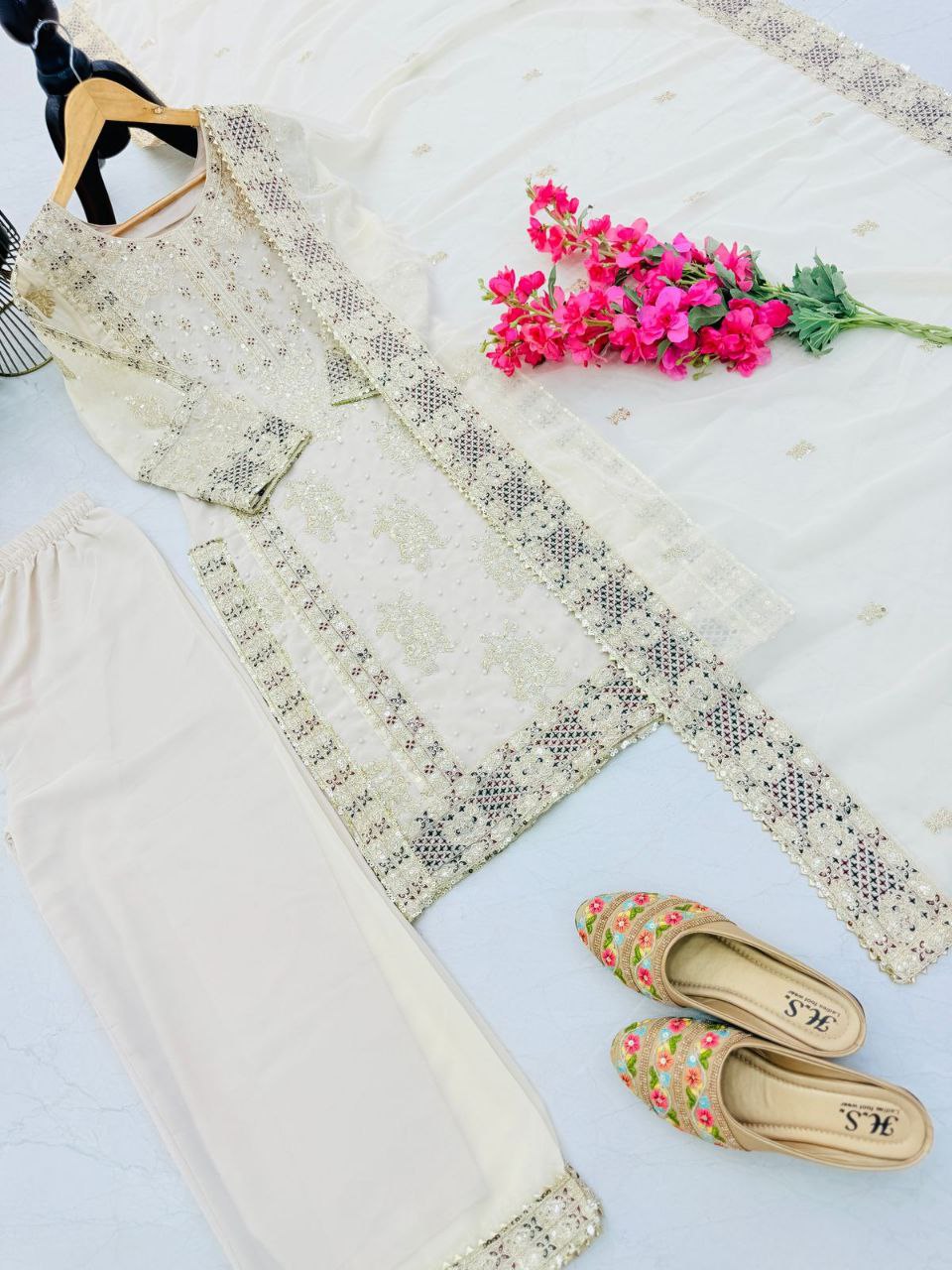 New Designer Party Top Sharara & Dupatta Set