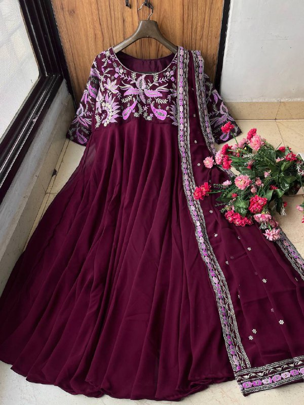 PRESENTING NEW DESIGNER SEQUINS EMBROIDERED ANARKALI GOWN