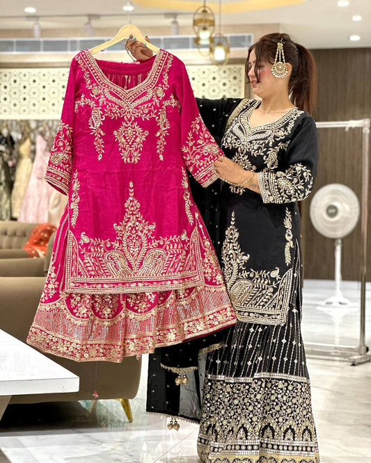 New Designer Party Top Sharara & Dupatta Set