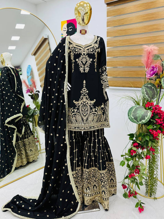 New Designer Party Top Sharara & Dupatta Set