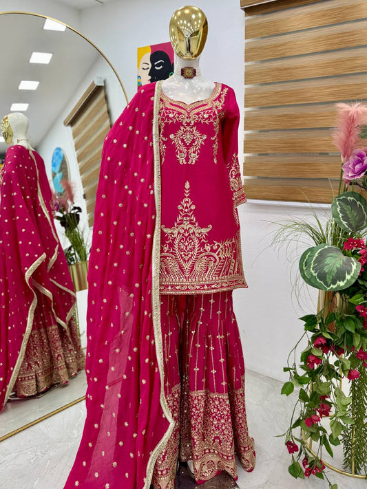 New Designer Party Top Sharara & Dupatta Set