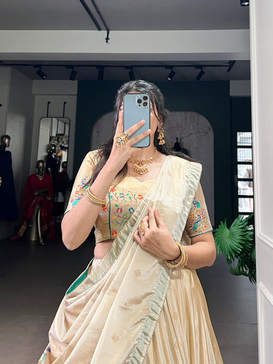 Shimmer Paithani Zari Weaving Work Lehenga