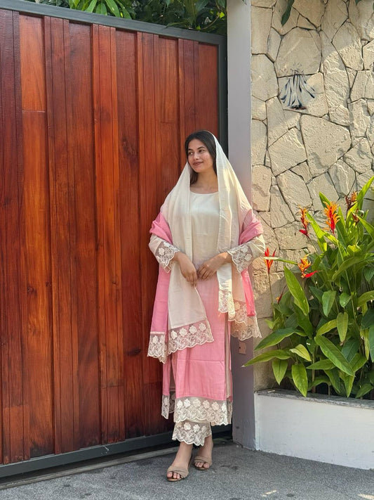 DESIGNER WEAR TRENDING TOP WITH PRINTED WORK WITH PENT AND DUPATTA SET