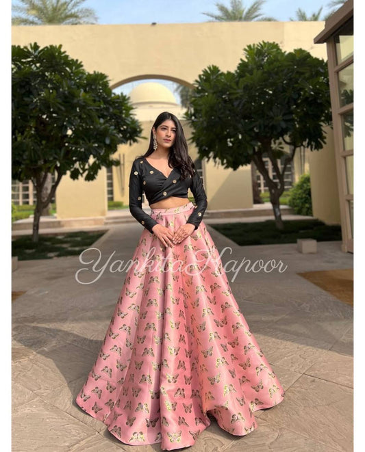 Digital print Banarasi zari gota silk lehenga