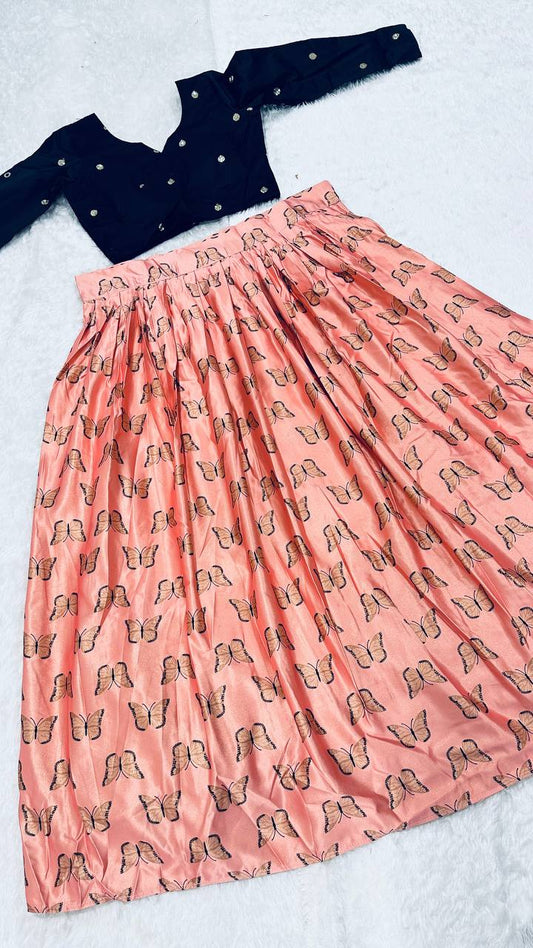 Digital print Banarasi zari gota silk lehenga