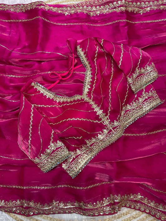 Pure fabric with 3 mm sequence zari