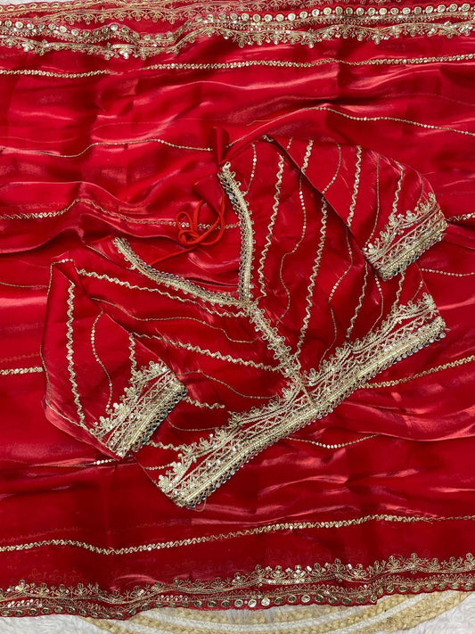 Pure fabric with 3 mm sequence zari