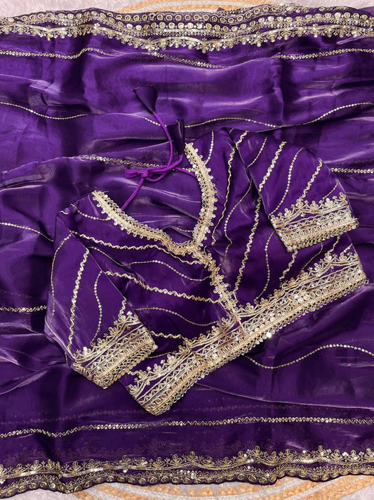 Pure fabric with 3 mm sequence zari