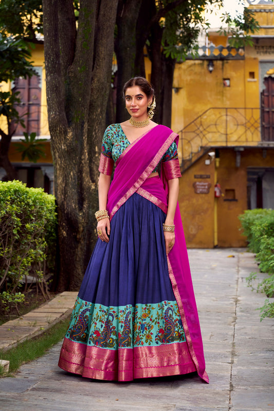 Aastha Silk Printed With Zari Weaving Work Lehenga