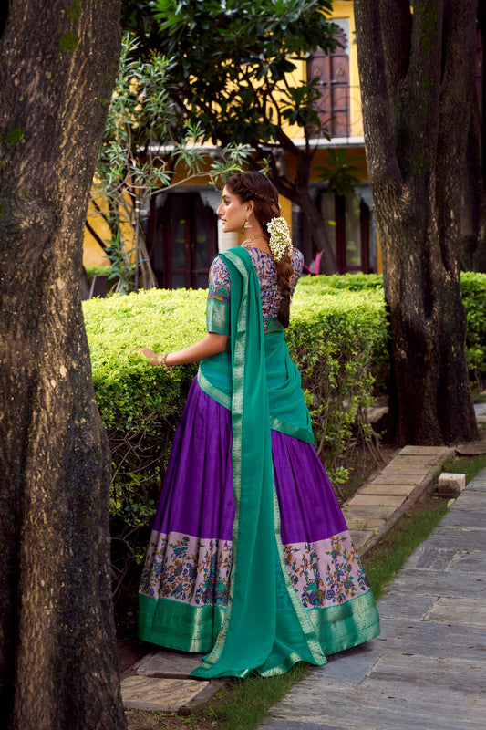 Aastha Silk Printed With Zari Weaving Work Lehenga
