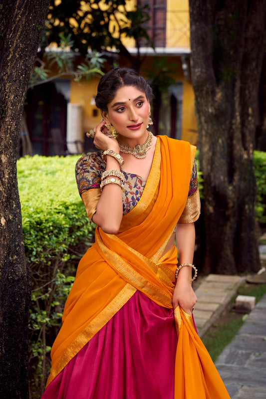 Aastha Silk Printed With Zari Weaving Work Lehenga