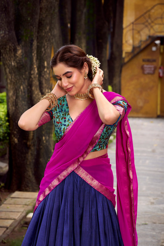 Aastha Silk Printed With Zari Weaving Work Lehenga