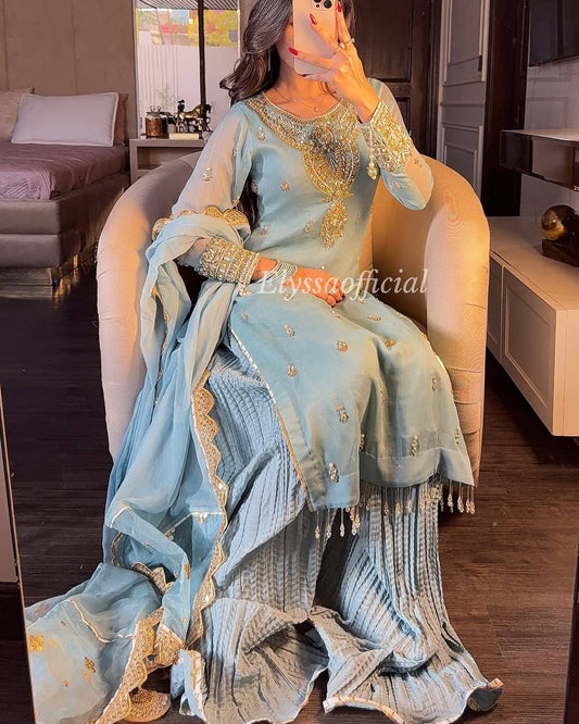 New Designer Party Top Sharara & Dupatta Set