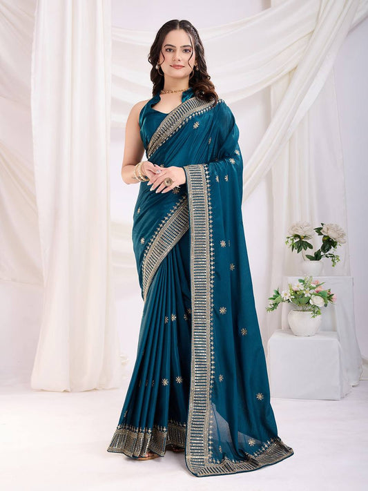 Party Wear Chinon Saree