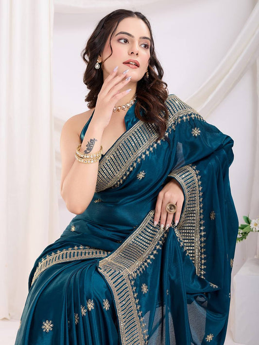 Party Wear Chinon Saree