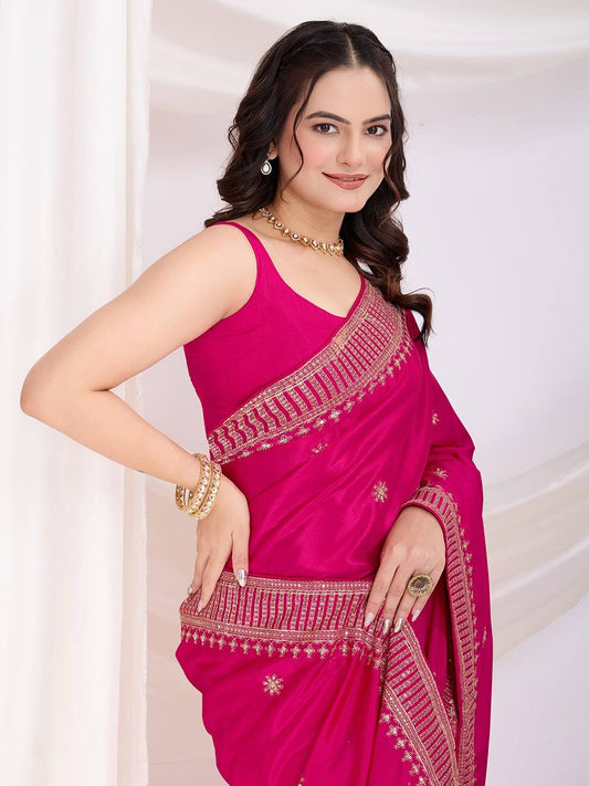 Party Wear Chinon Saree