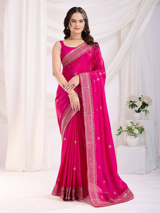 Party Wear Chinon Saree