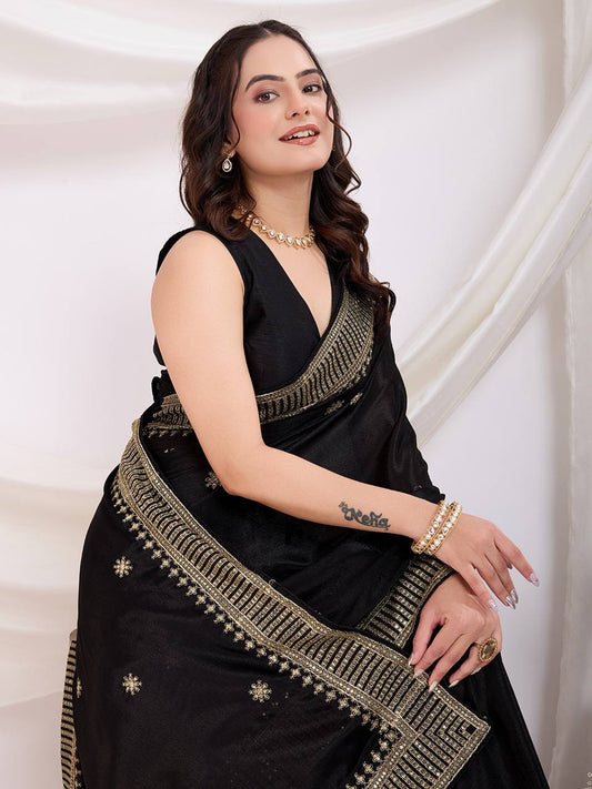Party Wear Chinon Saree