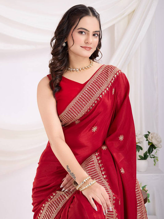 Party Wear Chinon Saree