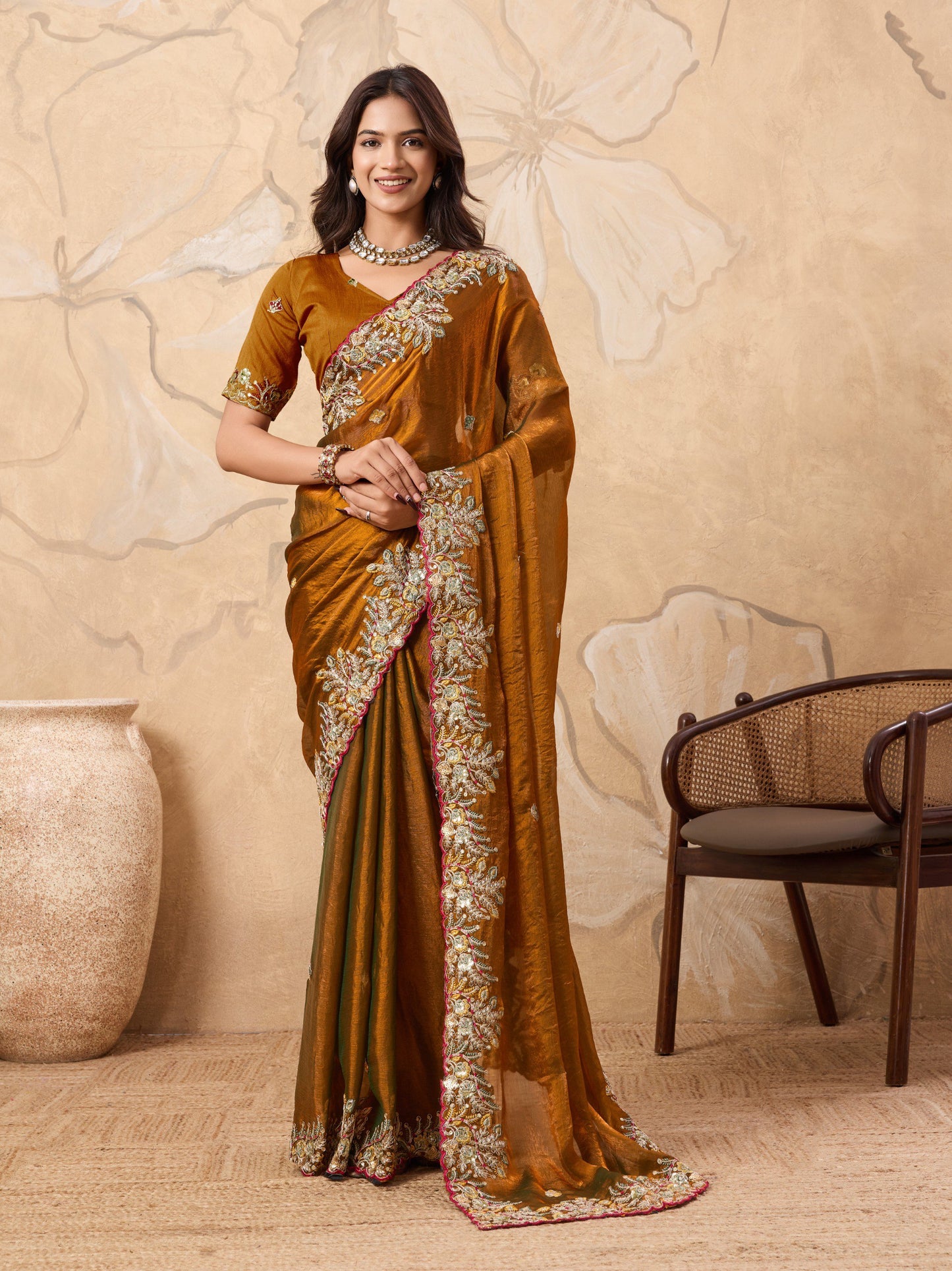 Party Wear Soft Fendy Chiffon Saree