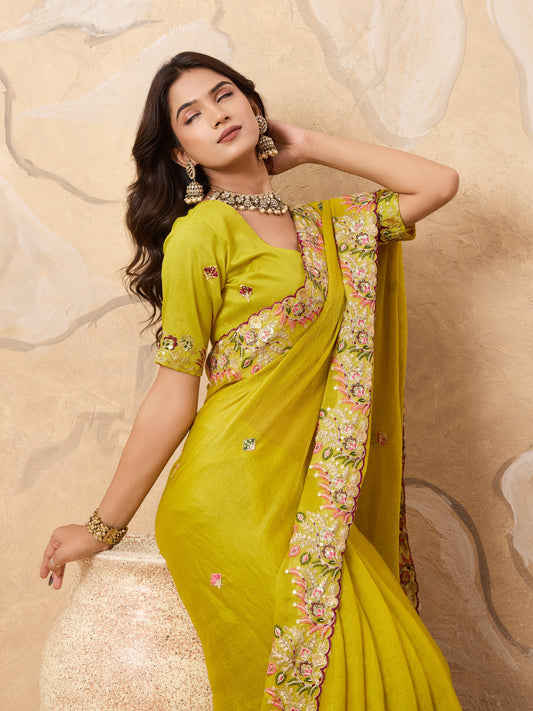 Party Wear Soft Fendy Chiffon Saree