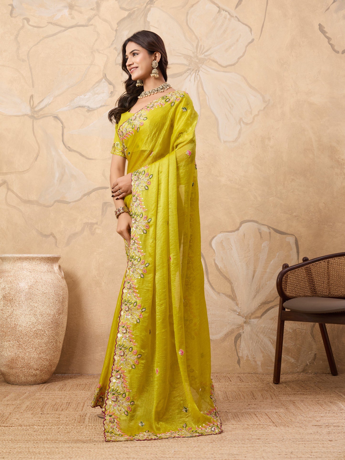 Party Wear Soft Fendy Chiffon Saree