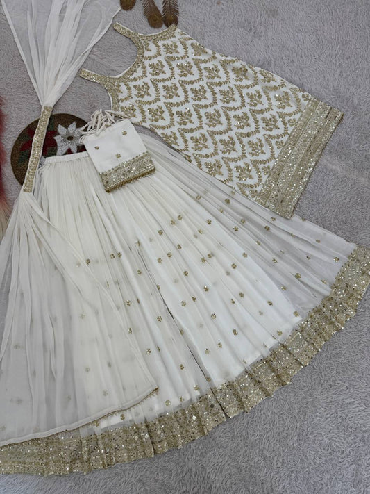 Presenting New Premium Quality With Embroidery Sequence Worked Top Plazzo