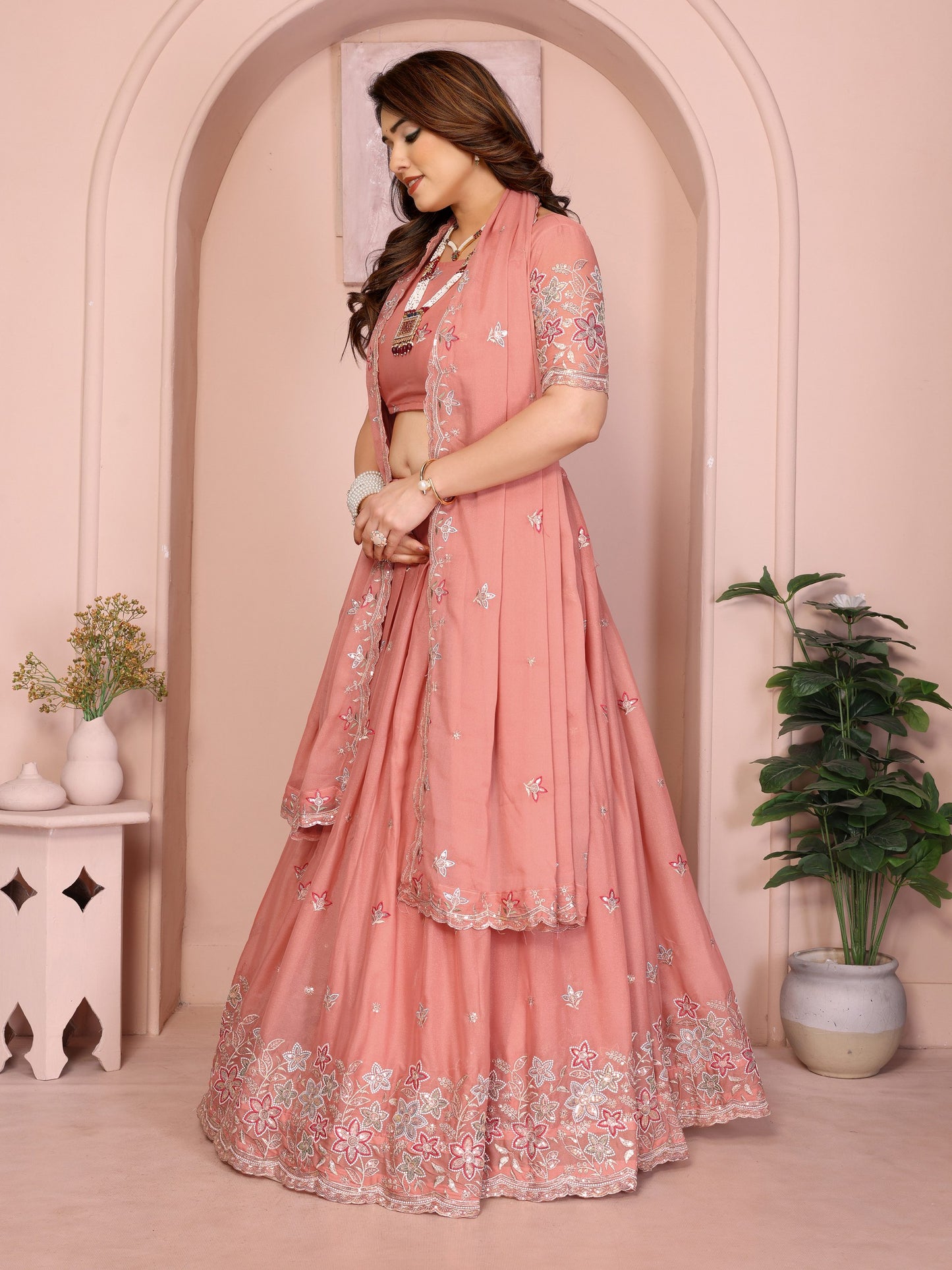 Star Georgette Embroidery Work Lehenga Choli