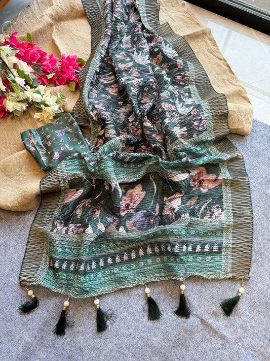 Pure silk saree with beautiful digital print