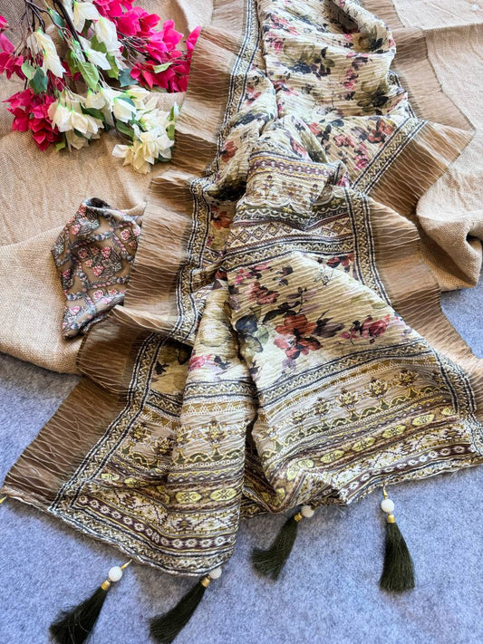 Pure silk saree with beautiful digital print