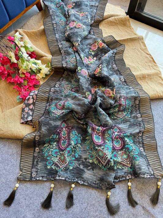 Pure silk saree with beautiful digital print