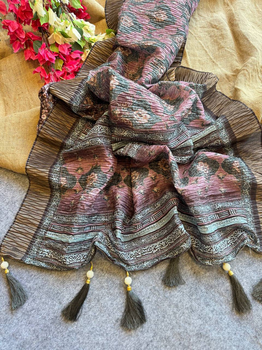 Pure silk saree with beautiful digital print