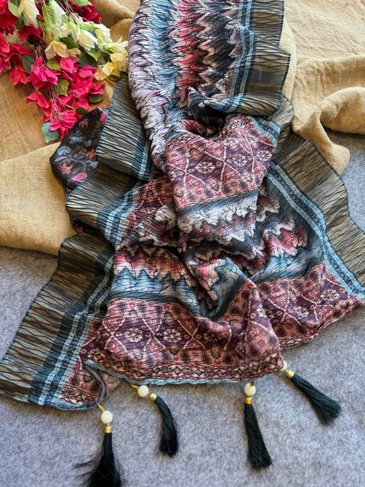 Pure silk saree with beautiful digital print