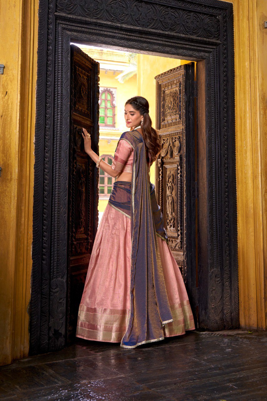 Dupion Silk Zari Weaving Work Lehenga