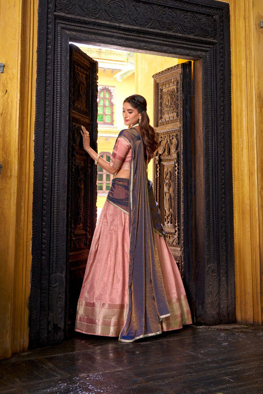 Dupion Silk Zari Weaving Work Lehenga