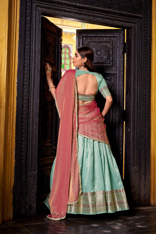 Dupion Silk Zari Weaving Work Lehenga