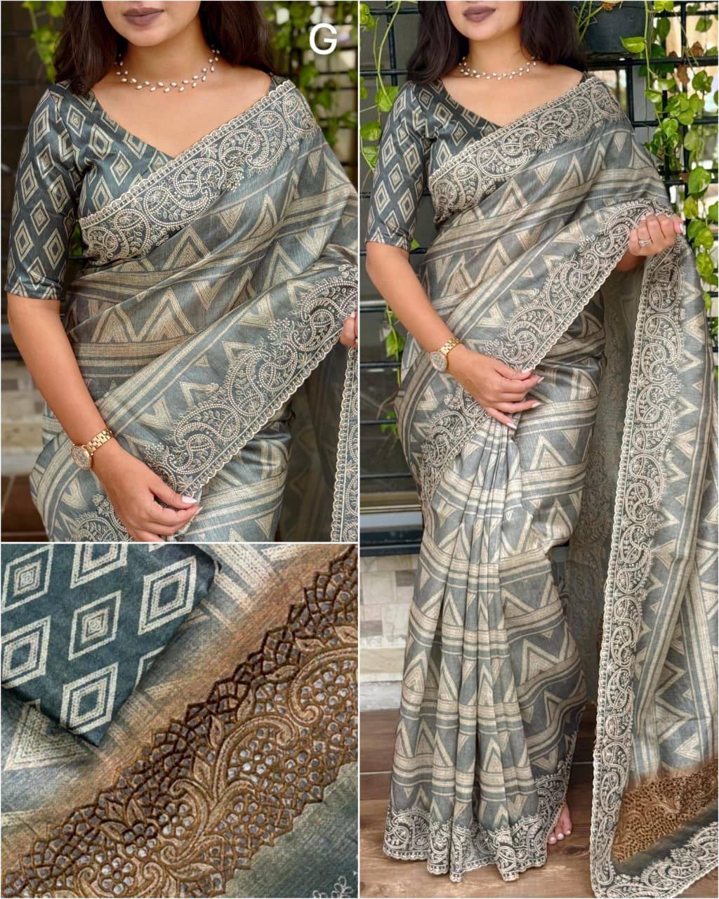Wrapped in the poetry of heritage this tusser silk digital print saree