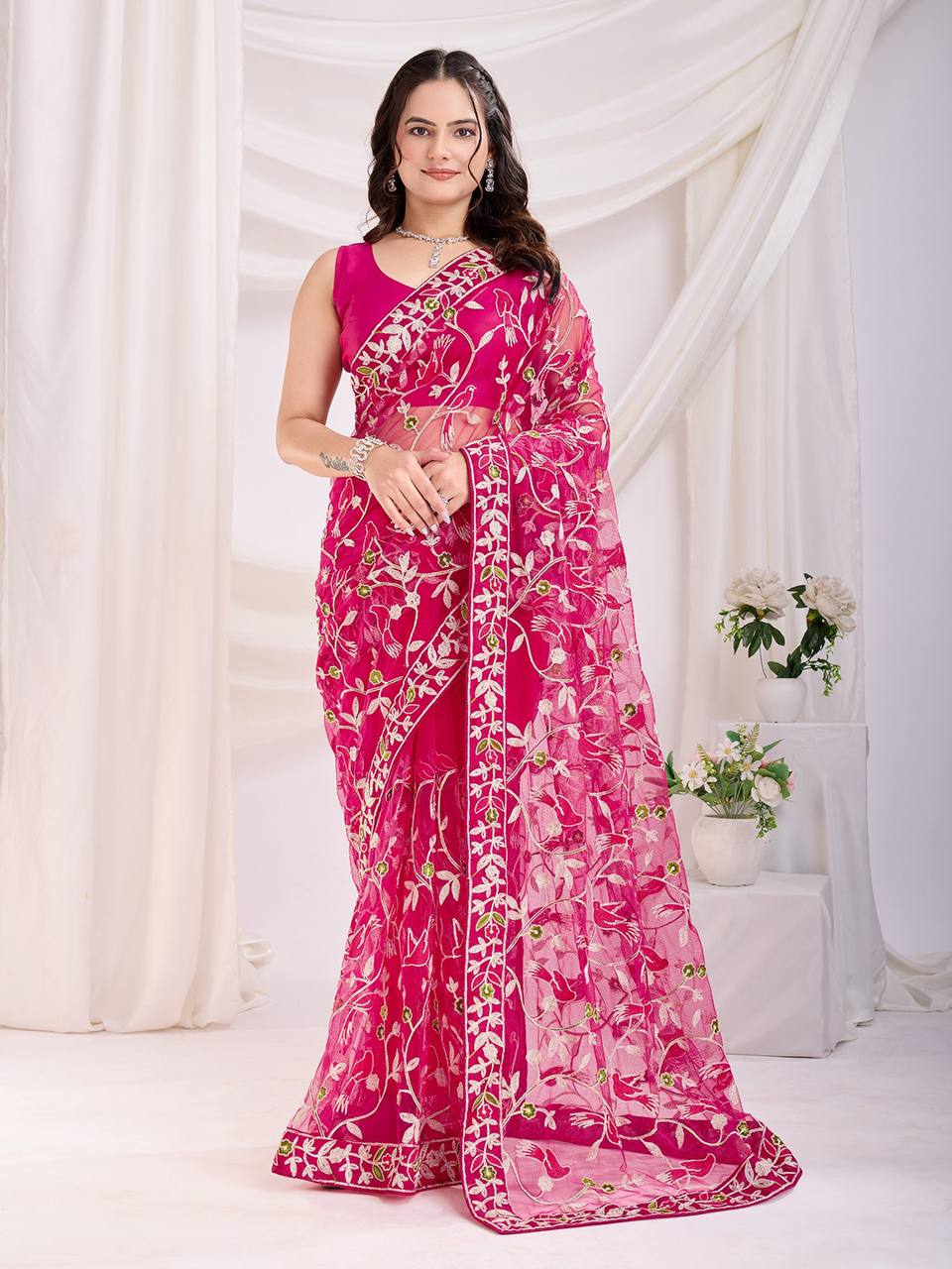 Chikankari Embroidery design Saree